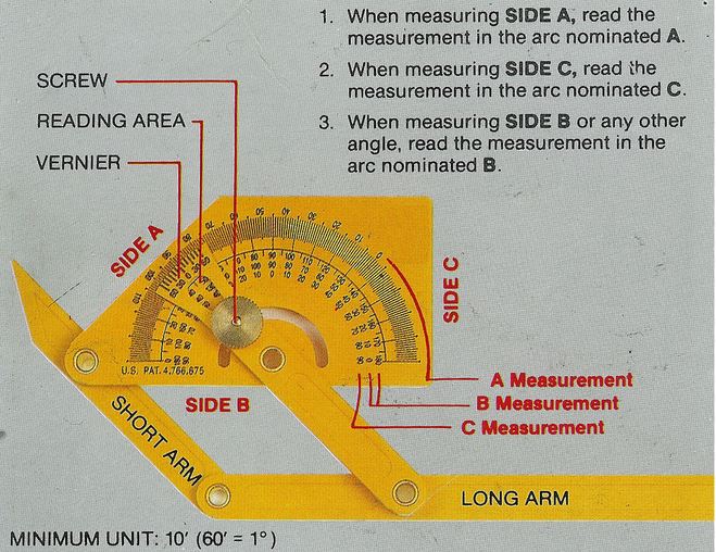 0° to 180° Inside General Tools 29 Plastic Protractor and Angle Finder Outside Sloped Angles 